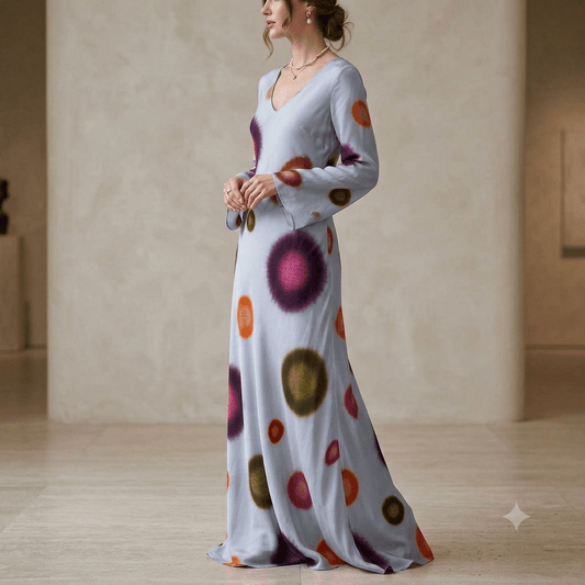 Powder Blue Multicolor Polka Dot Print Muslin Fabric TU-136 - Design For Destiny