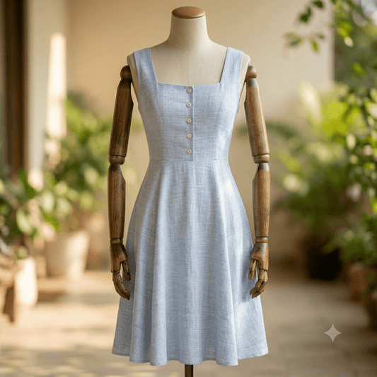 Sky Blue Solid Linen Fabric Tu-31181 - Design For Destiny