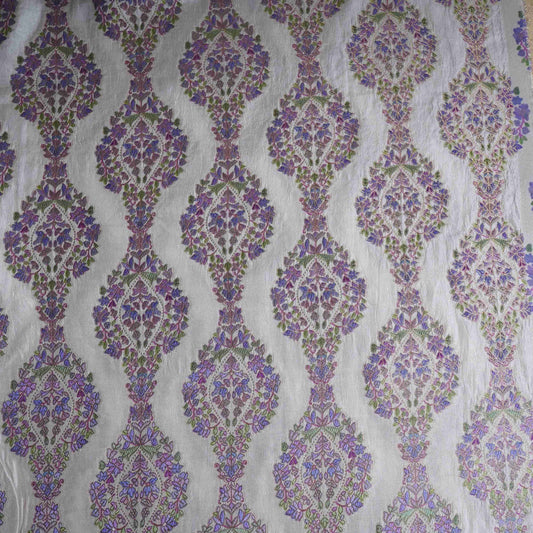 Off White Meenakari Dola Jacquard Fabric AR-1003 - Design For Destiny