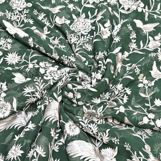 VISCOSE GEORGETTE PARSI EMBROIDERY FABRIC AR- 1016