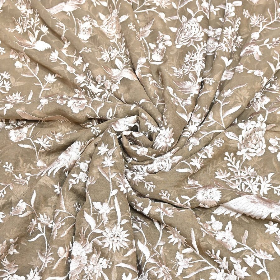 VISCOSE GEORGETTE PARSI EMBROIDERY FABRIC AR- 1019 - Design For Destiny