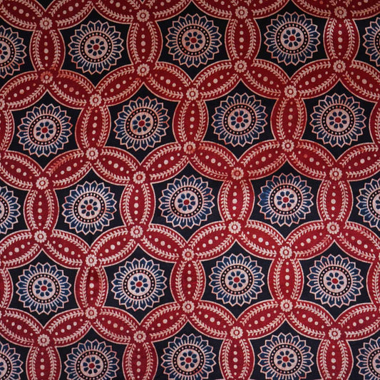 Red Ajrakh Print Mashru Silk Fabric - Design For Destiny