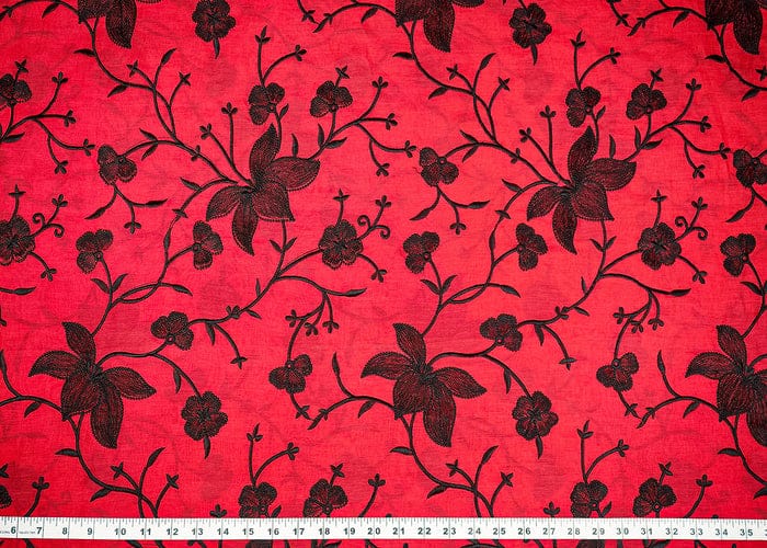 Red Chanderi Fabric With All Over Thread Work PG-101 - Design For Destiny
