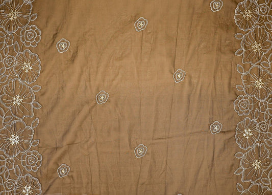 Midnight Elegance Black Organza Dupatta Fabric with White Floral and Gold Sparkle PG - Design For Destiny