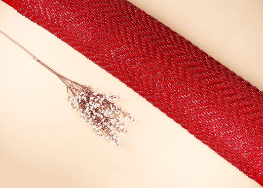 Red Imported Net Fabric With All Over Bead And Sequins Work PS-180 - Design For Destiny