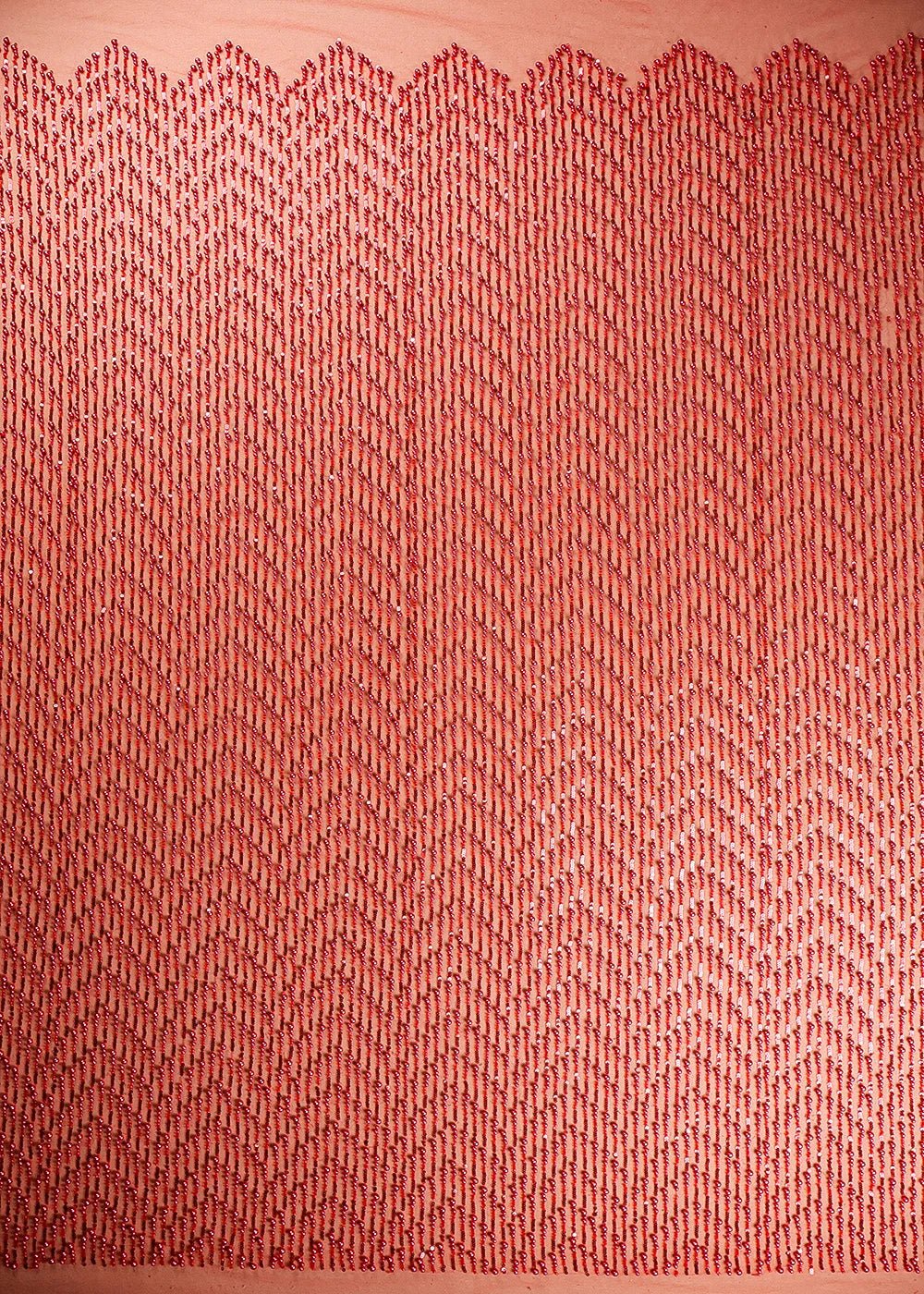 Red Imported Net Fabric With All Over Bead And Sequins Work PS-180 - Design For Destiny