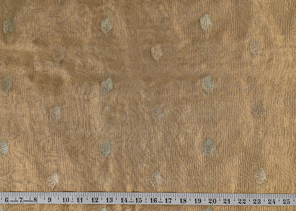 Golden Tissue Fabric With All Over Zari Handloom PG-158 - Design For Destiny