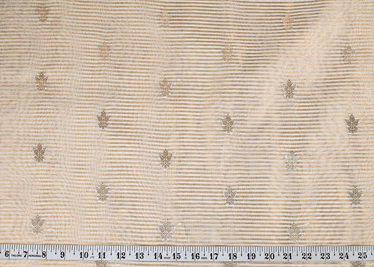 The Noor - White Dyeable Tissue Fabric With All Over Zari Handloom PG-157 - Design For Destiny
