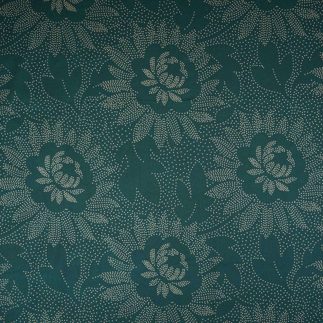 Dark Green Bandhani Print Cotton Fabric - Design For Destiny