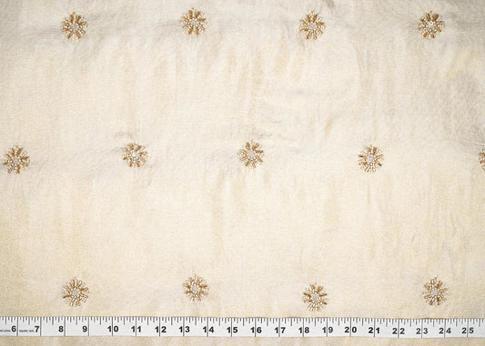 Golden Dyeable Tissue Fabric With All Over Buti Of Sequin, Katdana And Bead Work PS-179 - Design For Destiny