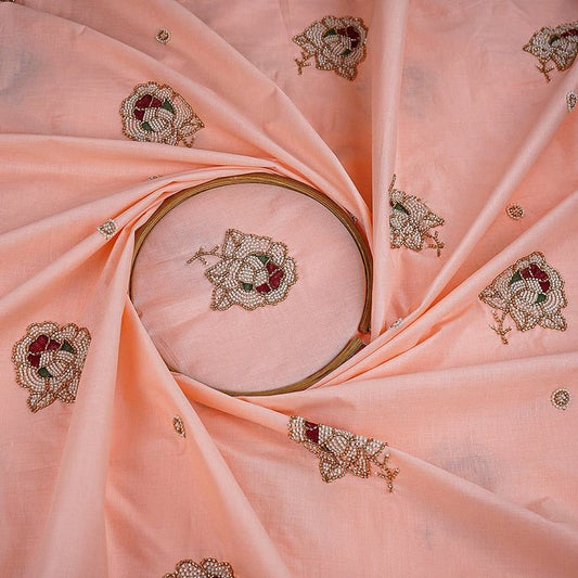 Peach Cotton With Cut Dana Buti work - Design For Destiny