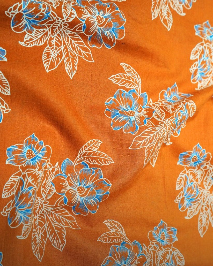 Orange Floral Print Cotton Fabric TU - Design For Destiny