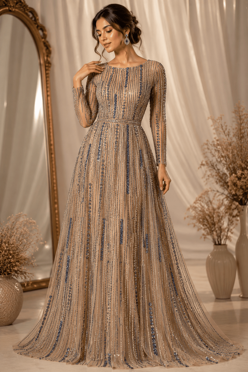Zareen Khan Inspired Edition | Blue Embroidered Net PS-181 - Design For Destiny