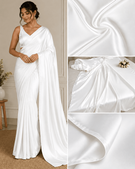 White Solid Modal Satin Fabric TU-128 - Design For Destiny