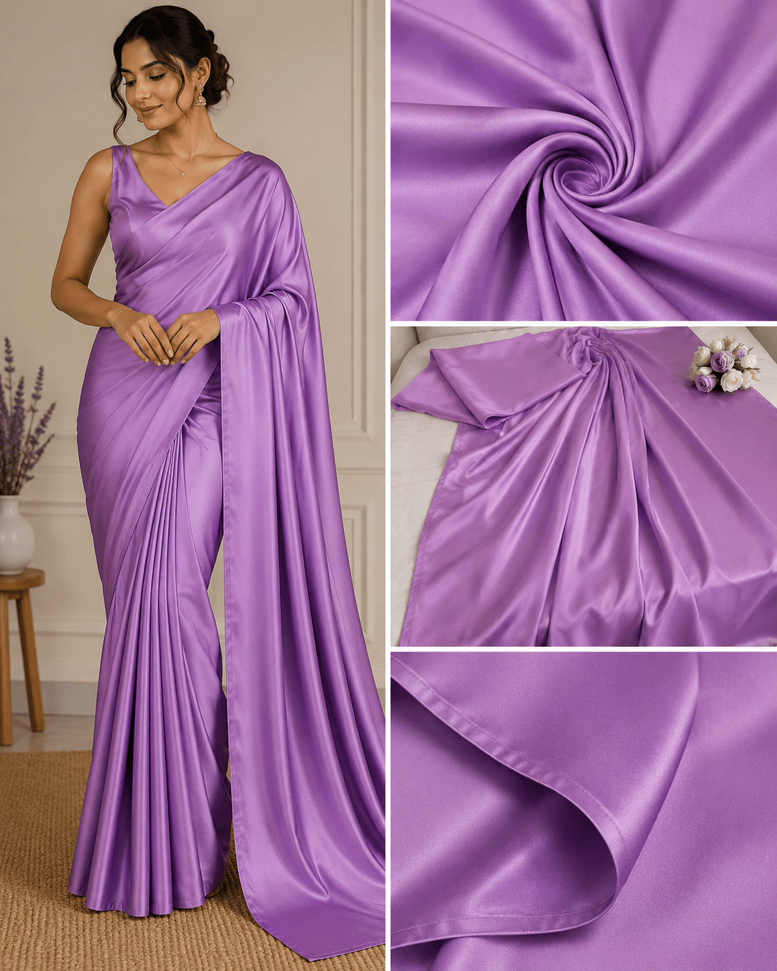 Lavender Solid Modal Satin Fabric TU-131 - Design For Destiny