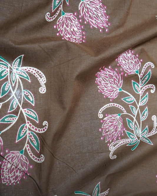 Olive Green Floral Print Cotton - Design For Destiny