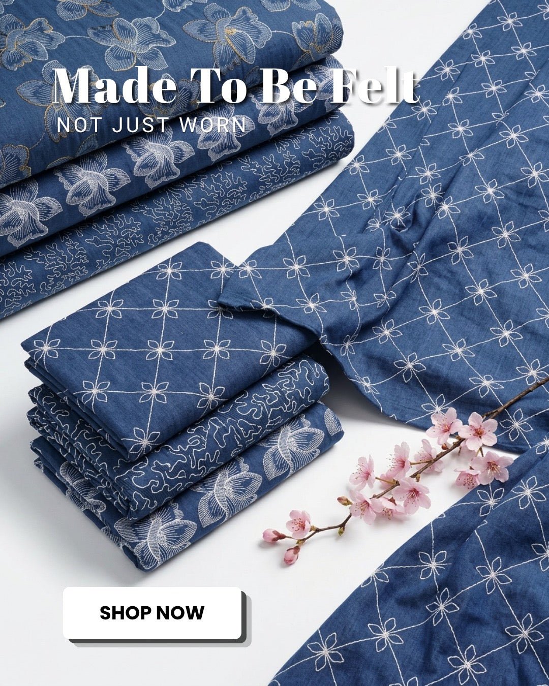 Blue Embroidered Denim Fabric | Design For Destiny - Design For Destiny