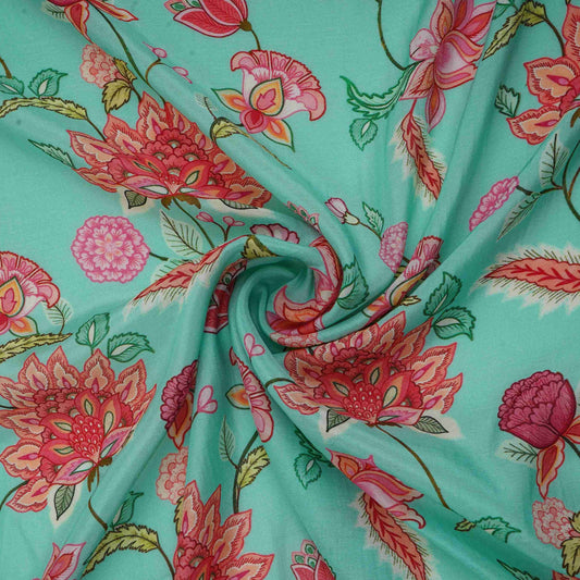 Light Blue Floral Cutdana Chinnon Fabric AR-1010 - Design For Destiny