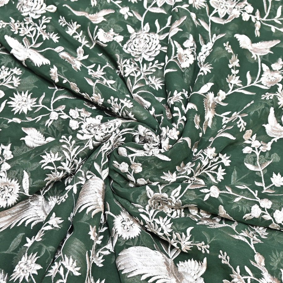 VISCOSE GEORGETTE PARSI EMBROIDERY FABRIC AR- 1016