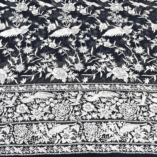 VISCOSE GEORGETTE PARSI EMBROIDERY FABRIC AR-1017 - Design For Destiny