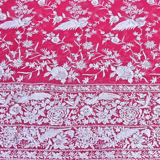 VISCOSE GEORGETTE PARSI EMBROIDERY FABRIC AR - 1018 - Design For Destiny