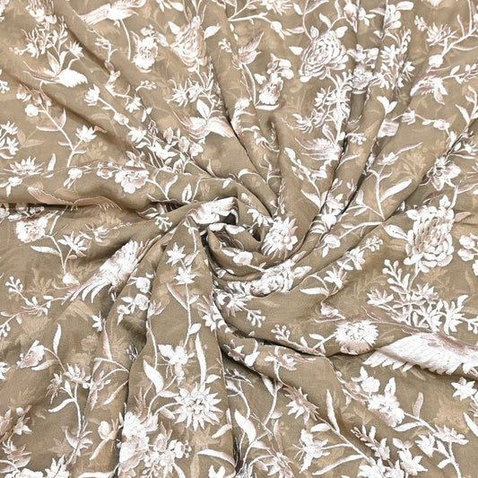 VISCOSE GEORGETTE PARSI EMBROIDERY FABRIC AR- 1019 - Design For Destiny
