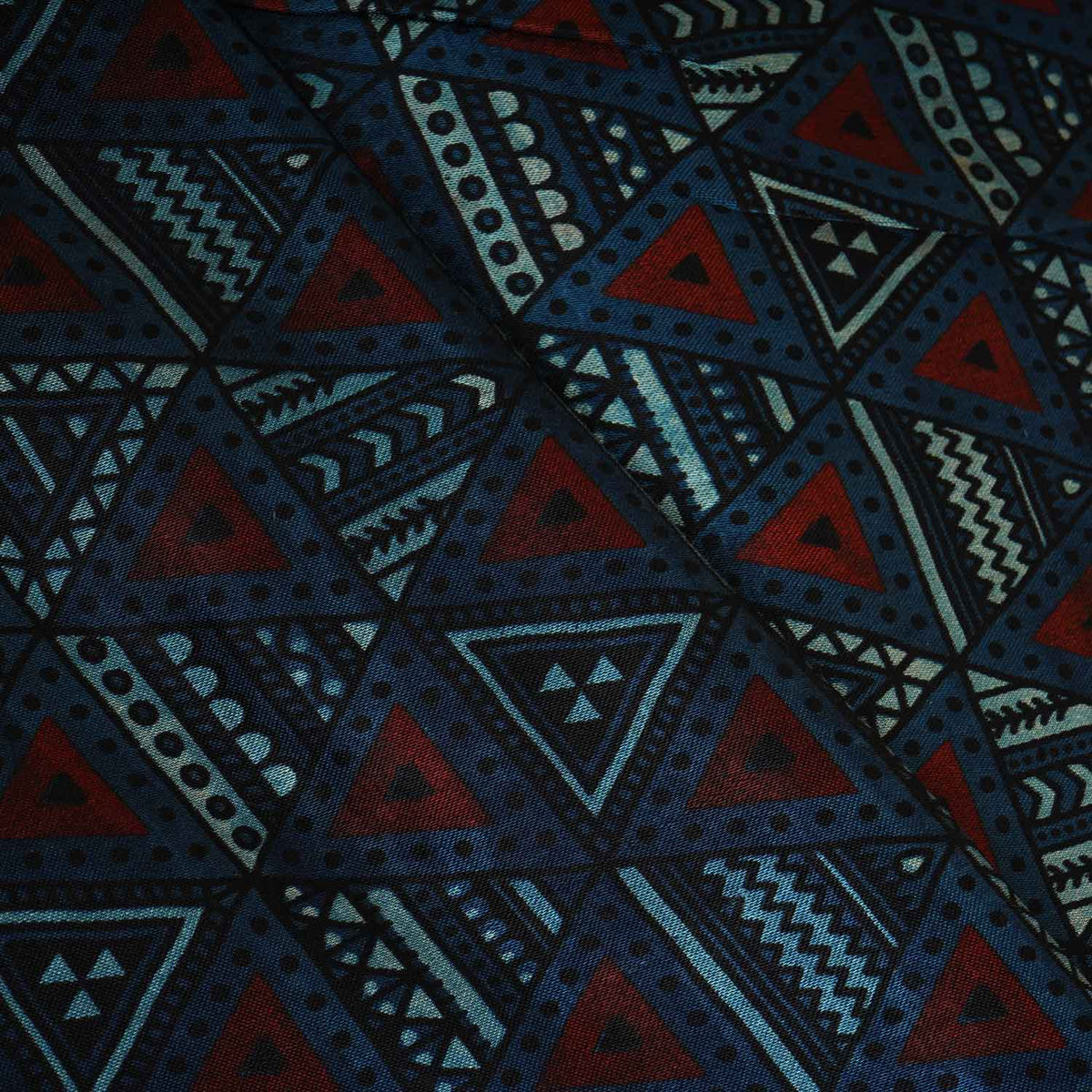 Teal Blue With Multicolour Geometrical Print Mashru Silk Fabric - Design For Destiny