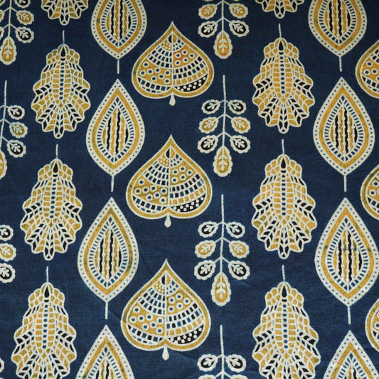 Teal Blue Floral Print Mashru Silk Fabric - Design 3 - Design For Destiny