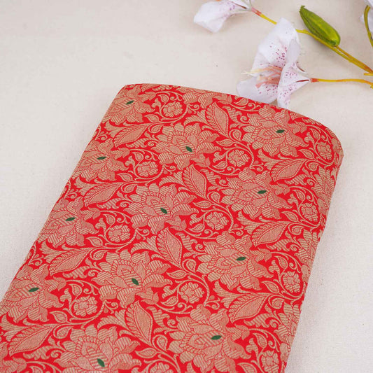 Red Silver Jaal Brocade Fabric - Design For Destiny