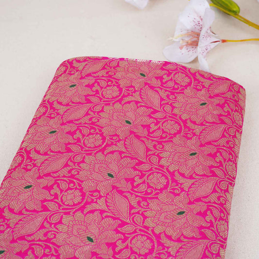 Pink Silver Jaal Brocade Fabric - Design For Destiny