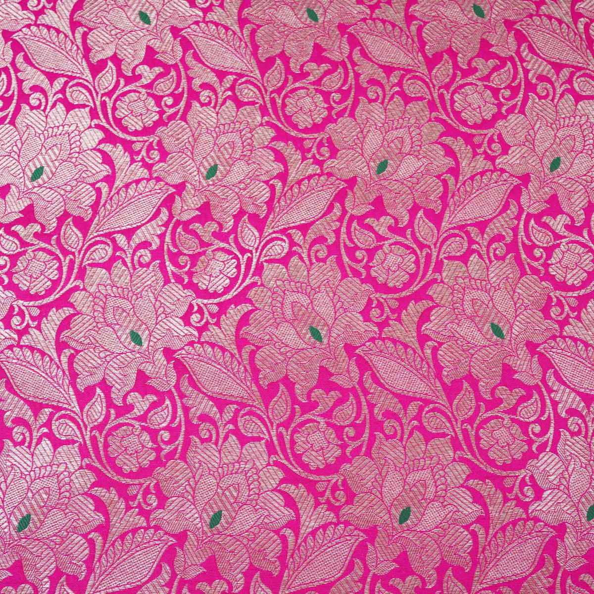 Pink Silver Jaal Brocade Fabric - Design For Destiny