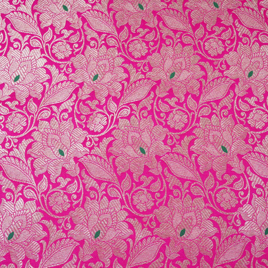 Pink Silver Jaal Brocade Fabric - Design For Destiny