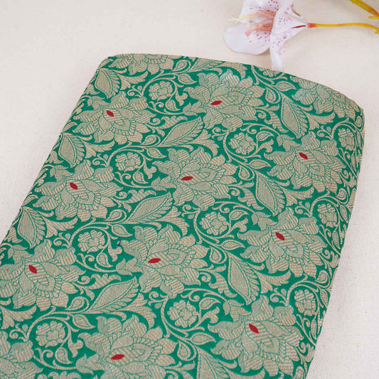 Green Silver Jaal Brocade Fabric - Design For Destiny