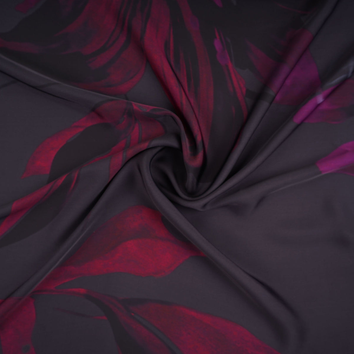 Wine floral print Modal Satin Fabric - Design For Destiny