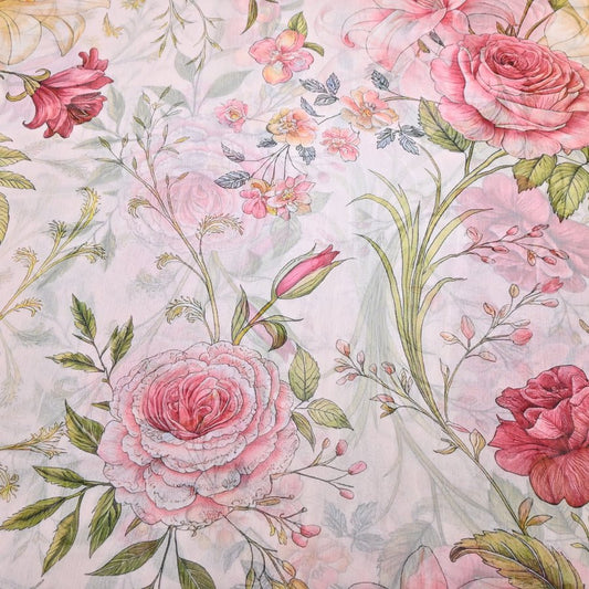 Floral Print Cotton Linen Fabric | RS-12 - Design For Destiny