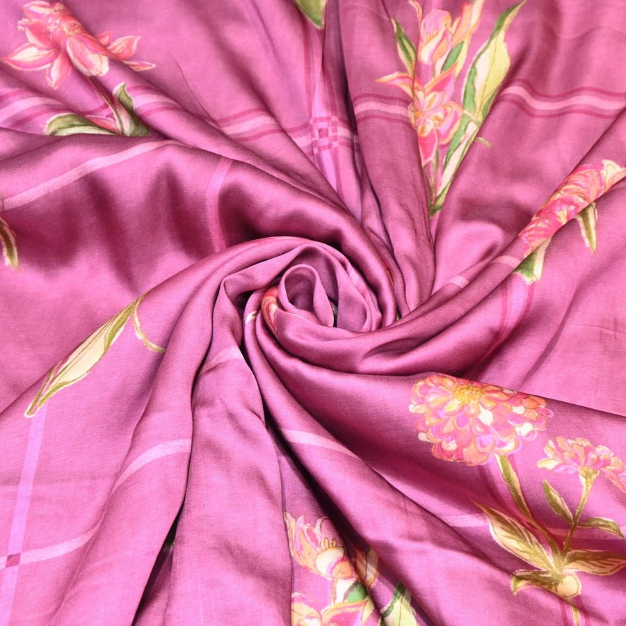 Floral Print Bemberg Satin Fabric | RS-11 - Design For Destiny