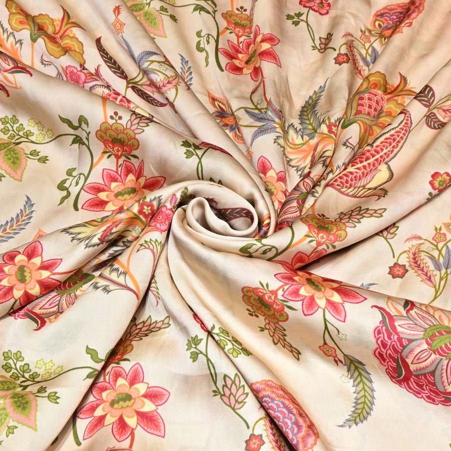 Floral print Bembrg Satin Fabric - Design For Destiny