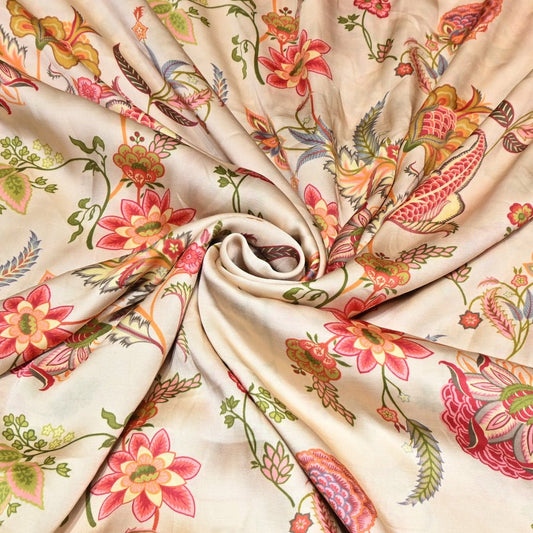 Floral print Bembrg Satin Fabric - Design For Destiny