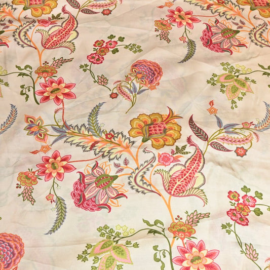 Floral print Bembrg Satin Fabric - Design For Destiny