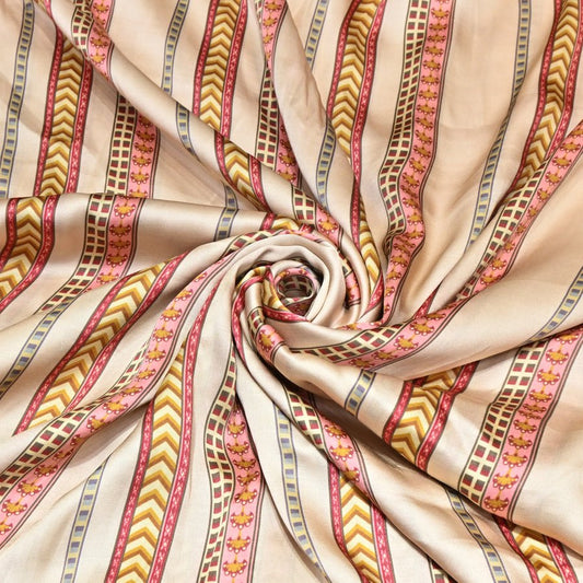 Stripes print Bemberg satin Fabric - Design For Destiny