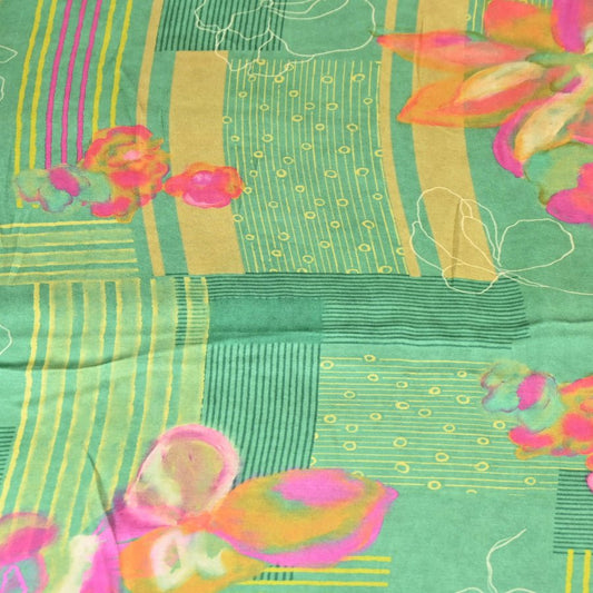 Floral green and pint Bemberg satin print - Design For Destiny