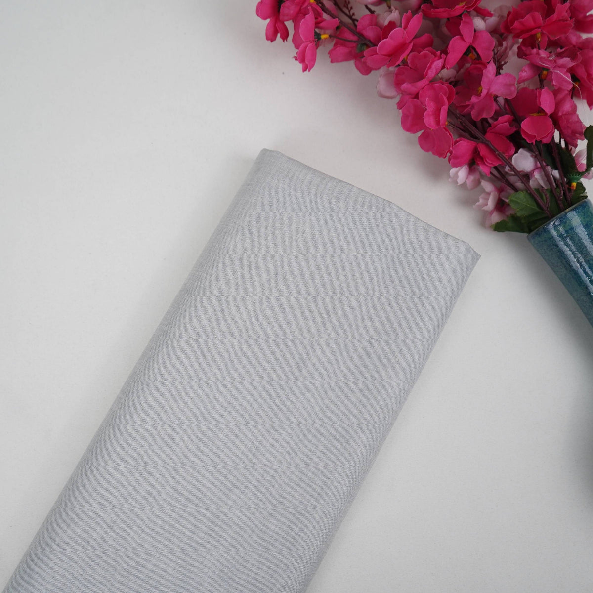Light Grey Solid Lycra Suiting Fabric - Design For Destiny
