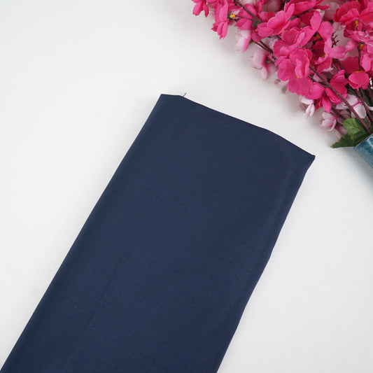 Navy Blue Check Weave Suiting Fabric - Design For Destiny