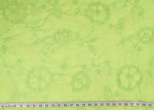 Pista Green Chanderi Fabric With All Over Thread Work And Organza Cutwork PG-104 - Design For Destiny