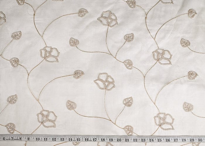 White Dyeable Pure Organza Fabric With All Over Zari And Beads Work PG-102 - Design For Destiny