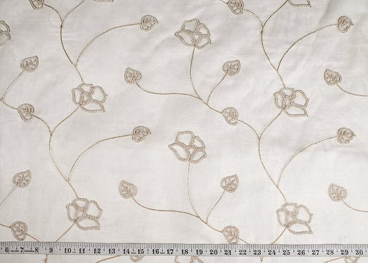 White Dyeable Pure Organza Fabric With All Over Zari And Beads Work PG-102 - Design For Destiny