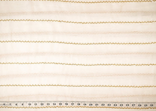 White Dyeable Georgette Fabric With All Over Stripes of Sequins And Katdana Work PG 21490 - Design For Destiny