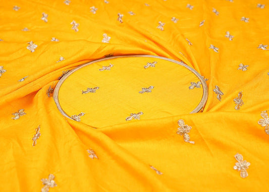 Yellow Radiance Silk Fabric with All-Over Buti of Zari and Sequins PG 11836 - Design For Destiny