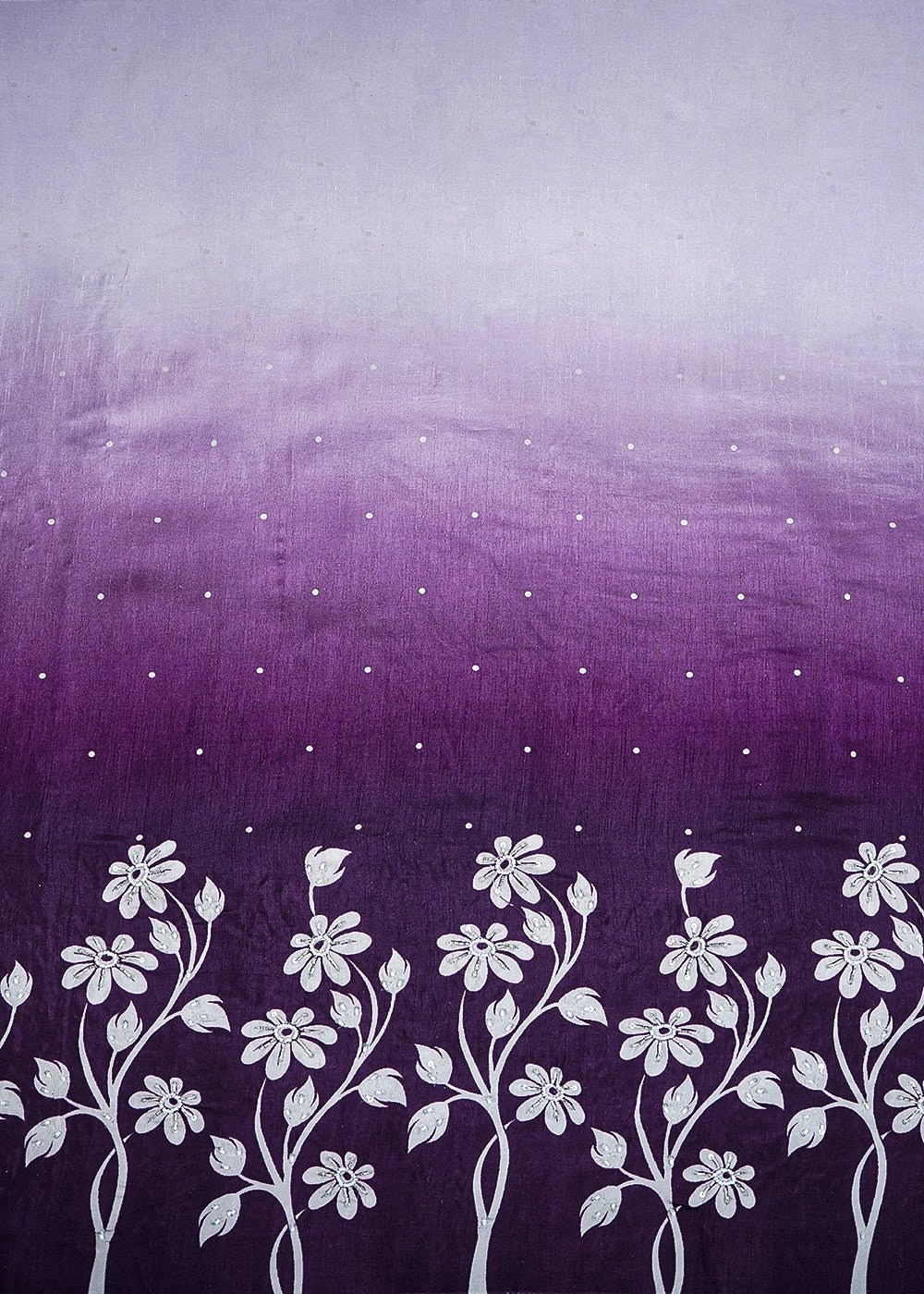 Dark Purple Silk Fabric With All Over Ombre Shade And Floral Print With Bead And Sequins Work PG 19965 - Design For Destiny