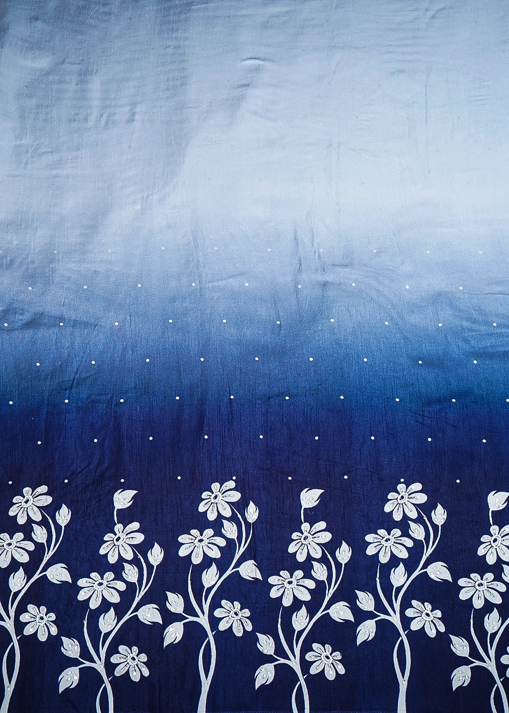 Navy Blue Silk Fabric With All Over Ombre Shade And Floral Print With Bead And Sequins Work PG 19964 - Design For Destiny